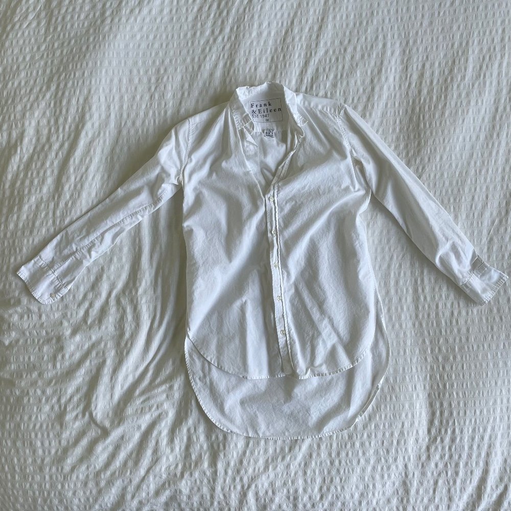 Frank & Eileen "Mary" White Long Sleeve Tunic-Blouse - Italian Cotton - XS